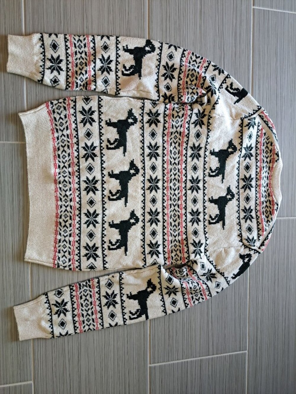 Lands End Fair Isle Dog Graphic Sweater S Winter Knit Women's Snowflake Lodge - Picture 9 of 11